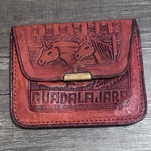 Vintage Tooled Leather Wallet Guadalajara Leather Wallet Tooled Coin Purse